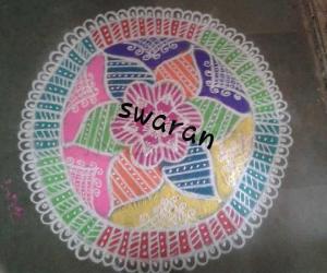 Diwali Kolam :: Free Hand Rangoli :: My first attempt on North Indian Style