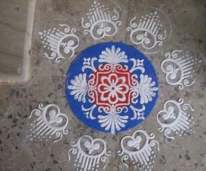 Rangoli for Saraswati Pooja (Navratri)