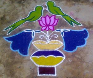 Rangoli: parrot kolam