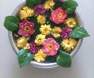 Floating flower rangoli