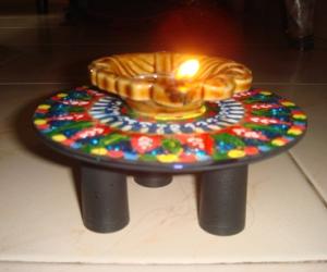 Rangoli: lamp stand--craft work