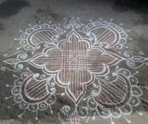 Rangoli: My friends rangoli for aadi friday-