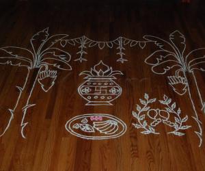 Rangoli: Outline of the Rangoli before coloring