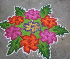 simple flower rangoli