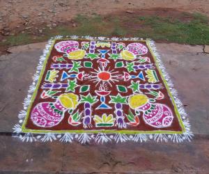 Rangoli: Pongal rangoli- Happy pongal