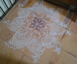 Rangoli: free hand peacock kolam