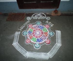 happy new year  free hand rangoli