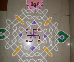 chikku kolam in colour