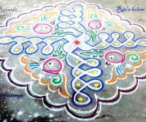 Rangoli: Rev's chikku & bird kolam