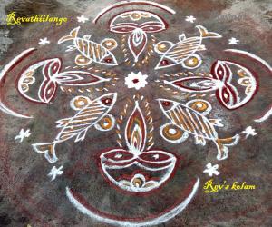 Rangoli: Rev's daily kolam fish deepam