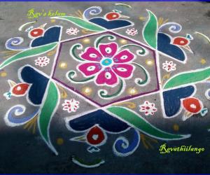 Rangoli: Rev's easy bird kolam.