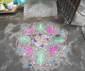 Lotus with leaf kolam.