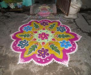 Pongal Rangoli. Free hand.