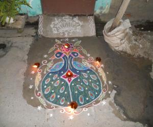 Peacock valentine rangoli