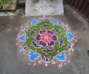 Ram Navami Vazuthukkal. Rangoli for Ram Navami.