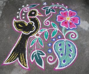 Black bird rangoli.