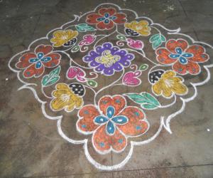 Lotus kolam in white different. - iKolam