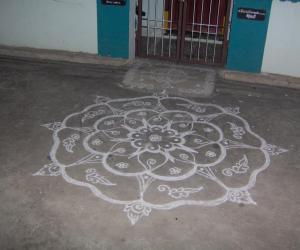 Rangoli on deepavali. Simple white.