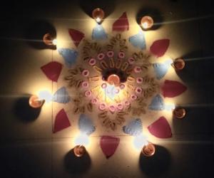 Diya rangoli  on karthigai deepam 