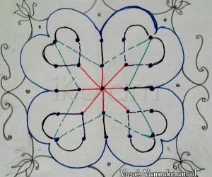 Dotted version for my freehand rangoli 5-5 straight dots