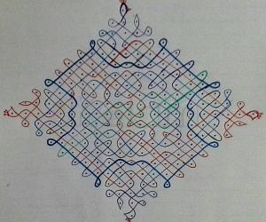 chikku kolam with 21-1 straight dots