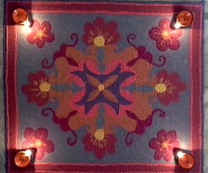 Designer mat rangoli with 11-1 straight dots