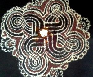 Pooja kolam with rice flour