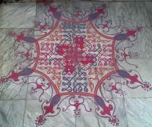 Chikku kolam  with 15 dots 5 lines till 5 straight dots