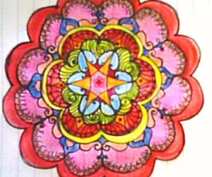 Freehand paper rangoli with colours