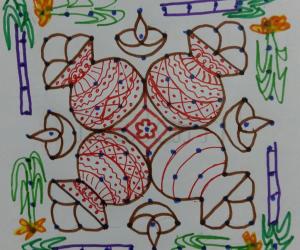 Dotted pongal rangoli paper version 11-11 straight dots. 