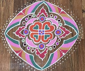 Freehand rangoli with colours