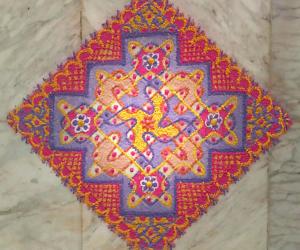 Day 3 Margazhi kolam - Multi coloured chikku mat