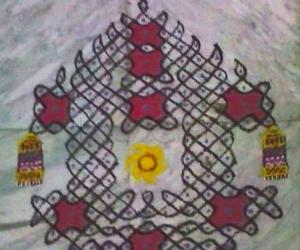 Ratha Saptami kolam in chikku pattern 