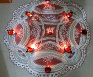 Krishnajayanthi Padi Kolam with rice batter