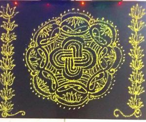 NAVARATHIRI Day 6 Padi Kolam in Yellow Colour