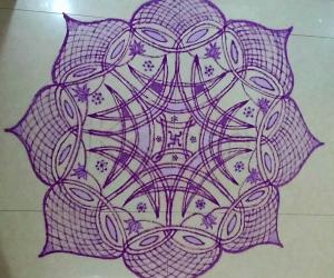 Navarathiri Padi Kolam in Purple Colour