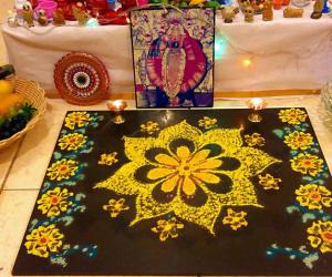 NAVARATHIRI KOLAMS 2018 - Day 2 - YELLOW - FLORAL RANGOLI