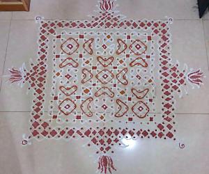 Chikku Kolam  with 19-19 Straight Dots -  Margazhi Kolam 2017-18