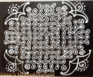 Margazhi Day 2 -Chikku kolam with 17×3 till 3 straight dots