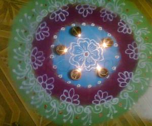 deepavali rangoli with diya