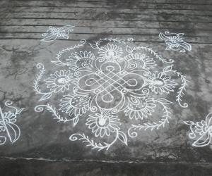 Chikku kolam with decoration...