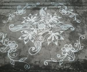 Lotus kolam with 8-8 dots