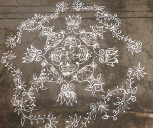 Varalakshmi pooja kolam with kalasam