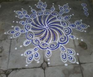 Vibrant blue kolam!