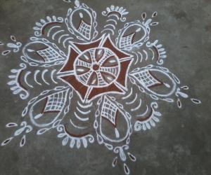 My first rangoli in ikolam!