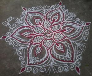 Red and white kolam!