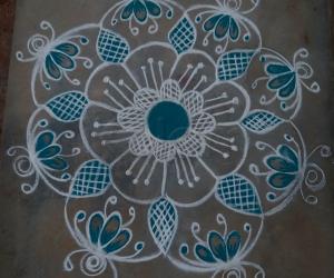 White and  color  Rangoli 