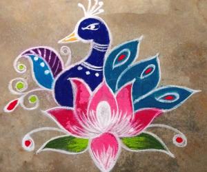 SIMPLE PEACOCK  RANGOLI 