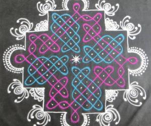 Rangoli: Dotted kolam -Colour chikku kolam