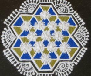 Dotted kolam with colours